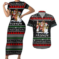 Santa Claus Jesus Friend of Christmas Couples Matching Short Sleeve Bodycon Dress and Hawaiian Shirt Xmas Holiday Patterns - Wonder Print Shop