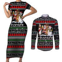Santa Claus Jesus Friend of Christmas Couples Matching Short Sleeve Bodycon Dress and Long Sleeve Button Shirt Xmas Holiday Patterns - Wonder Print Shop