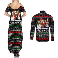 Santa Claus Jesus Friend of Christmas Couples Matching Summer Maxi Dress and Long Sleeve Button Shirt Xmas Holiday Patterns - Wonder Print Shop