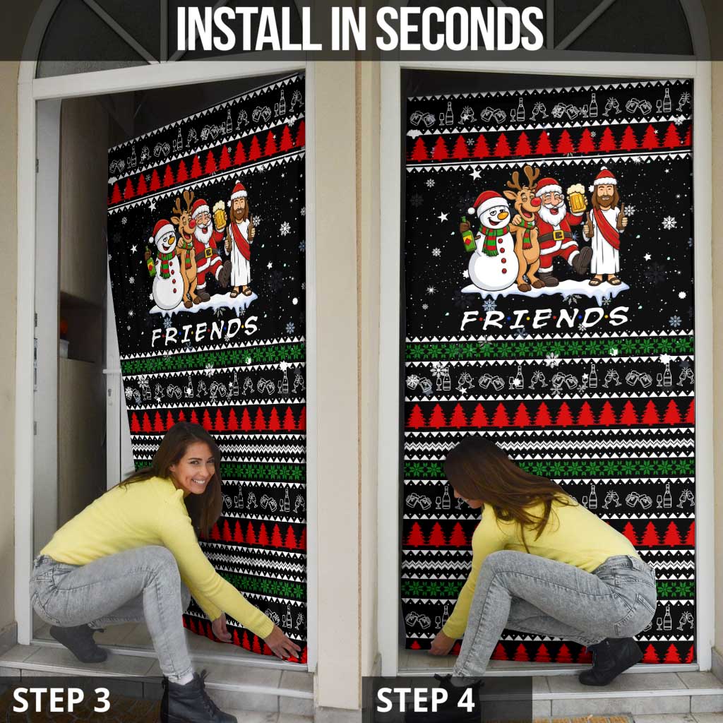 Santa Claus Jesus Friend of Christmas Door Cover Xmas Holiday Patterns - Wonder Print Shop