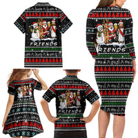 Santa Claus Jesus Friend of Christmas Family Matching Long Sleeve Bodycon Dress and Hawaiian Shirt Xmas Holiday Patterns - Wonder Print Shop