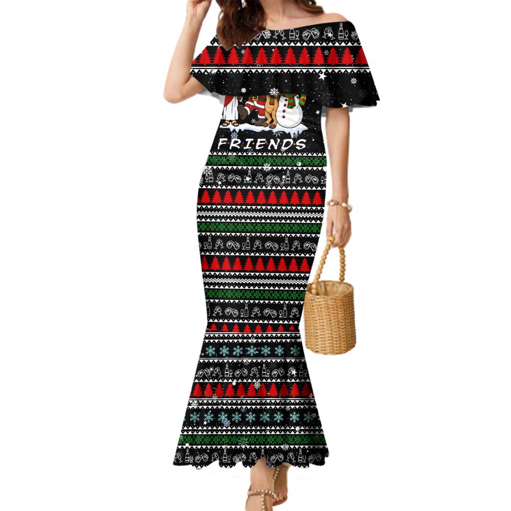Santa Claus Jesus Friend of Christmas Family Matching Mermaid Dress and Hawaiian Shirt Xmas Holiday Patterns - Wonder Print Shop