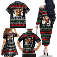 Santa Claus Jesus Friend of Christmas Family Matching Off The Shoulder Long Sleeve Dress and Hawaiian Shirt Xmas Holiday Patterns - Wonder Print Shop