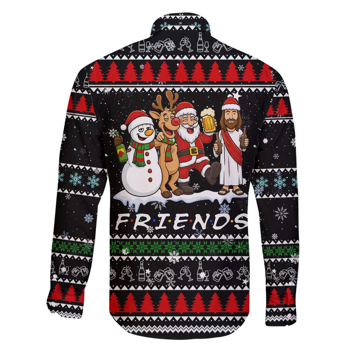 Santa Claus Jesus Friend of Christmas Family Matching Off The Shoulder Long Sleeve Dress and Hawaiian Shirt Xmas Holiday Patterns - Wonder Print Shop