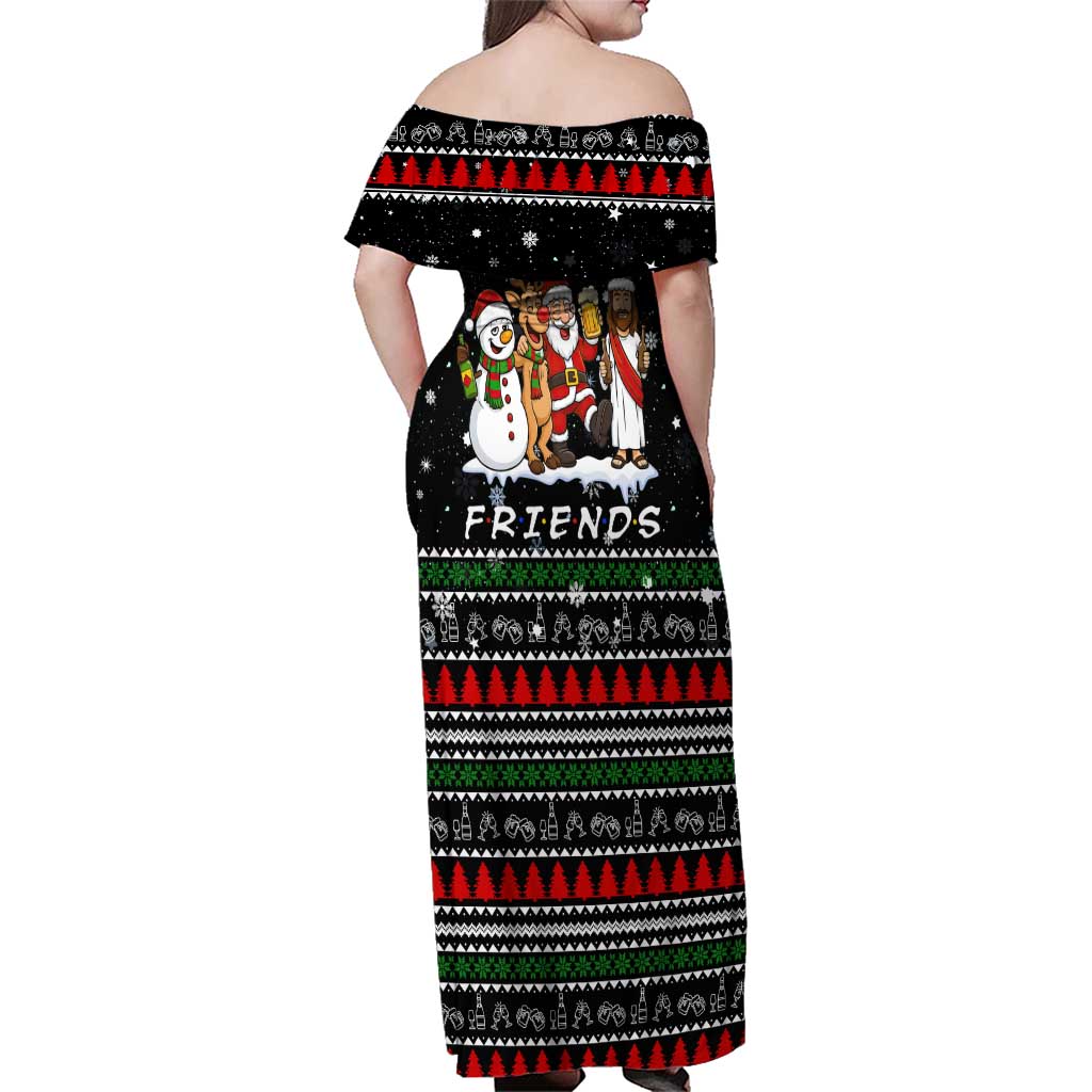 Santa Claus Jesus Friend of Christmas Family Matching Off Shoulder Maxi Dress and Hawaiian Shirt Xmas Holiday Patterns - Wonder Print Shop