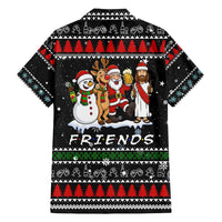 Santa Claus Jesus Friend of Christmas Family Matching Off Shoulder Short Dress and Hawaiian Shirt Xmas Holiday Patterns - Wonder Print Shop