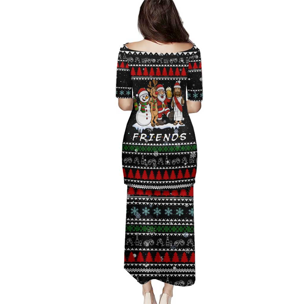 Santa Claus Jesus Friend of Christmas Family Matching Puletasi and Hawaiian Shirt Xmas Holiday Patterns - Wonder Print Shop