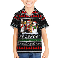 Santa Claus Jesus Friend of Christmas Family Matching Short Sleeve Bodycon Dress and Hawaiian Shirt Xmas Holiday Patterns - Wonder Print Shop