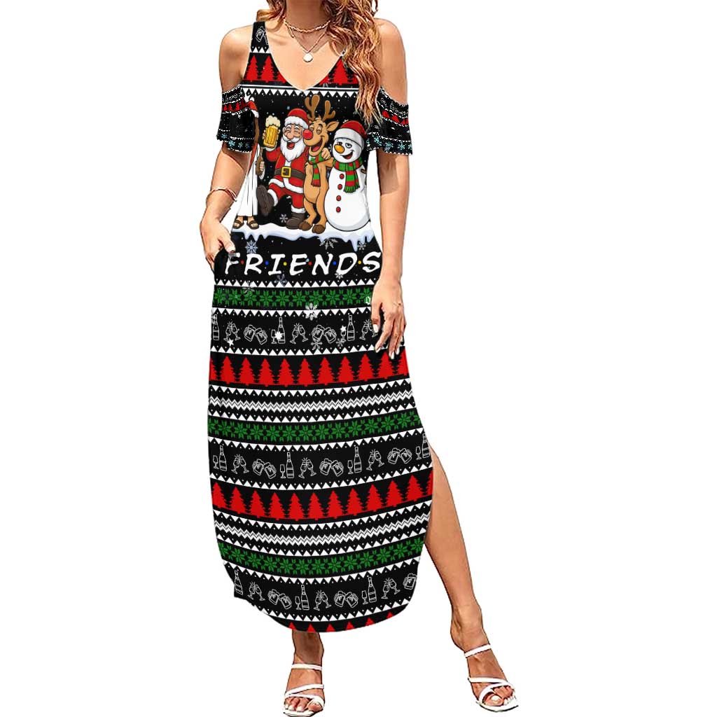 Santa Claus Jesus Friend of Christmas Family Matching Summer Maxi Dress and Hawaiian Shirt Xmas Holiday Patterns - Wonder Print Shop