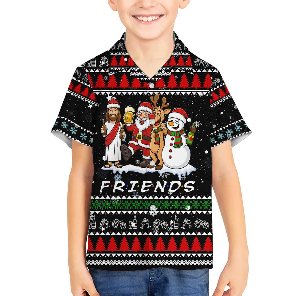 Santa Claus Jesus Friend of Christmas Family Matching Summer Maxi Dress and Hawaiian Shirt Xmas Holiday Patterns - Wonder Print Shop
