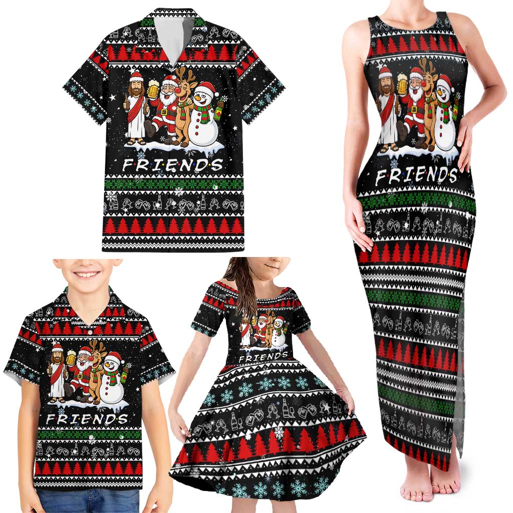 Santa Claus Jesus Friend of Christmas Family Matching Tank Maxi Dress and Hawaiian Shirt Xmas Holiday Patterns - Wonder Print Shop