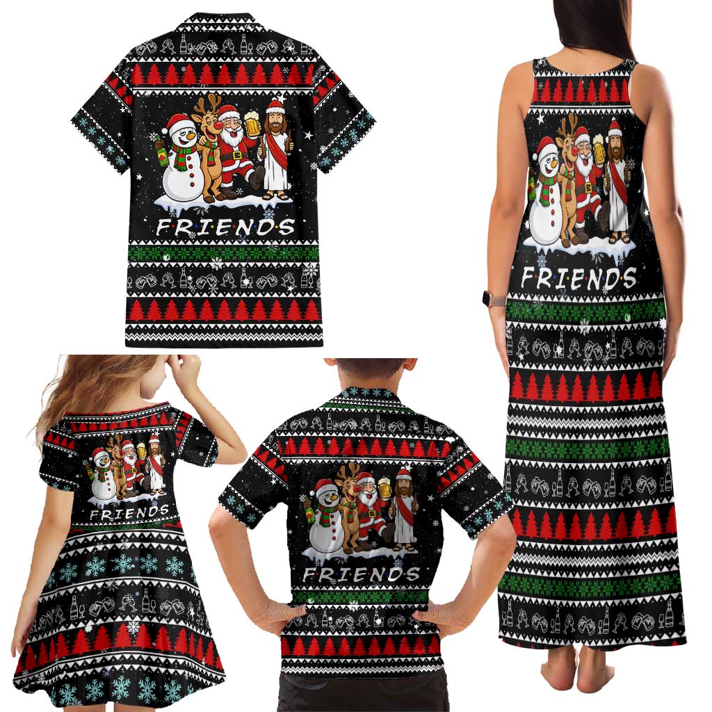 Santa Claus Jesus Friend of Christmas Family Matching Tank Maxi Dress and Hawaiian Shirt Xmas Holiday Patterns - Wonder Print Shop