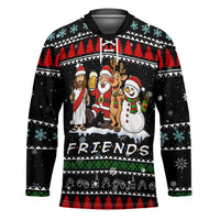 Santa Claus Jesus Friend of Christmas Hockey Jersey Xmas Holiday Patterns - Wonder Print Shop