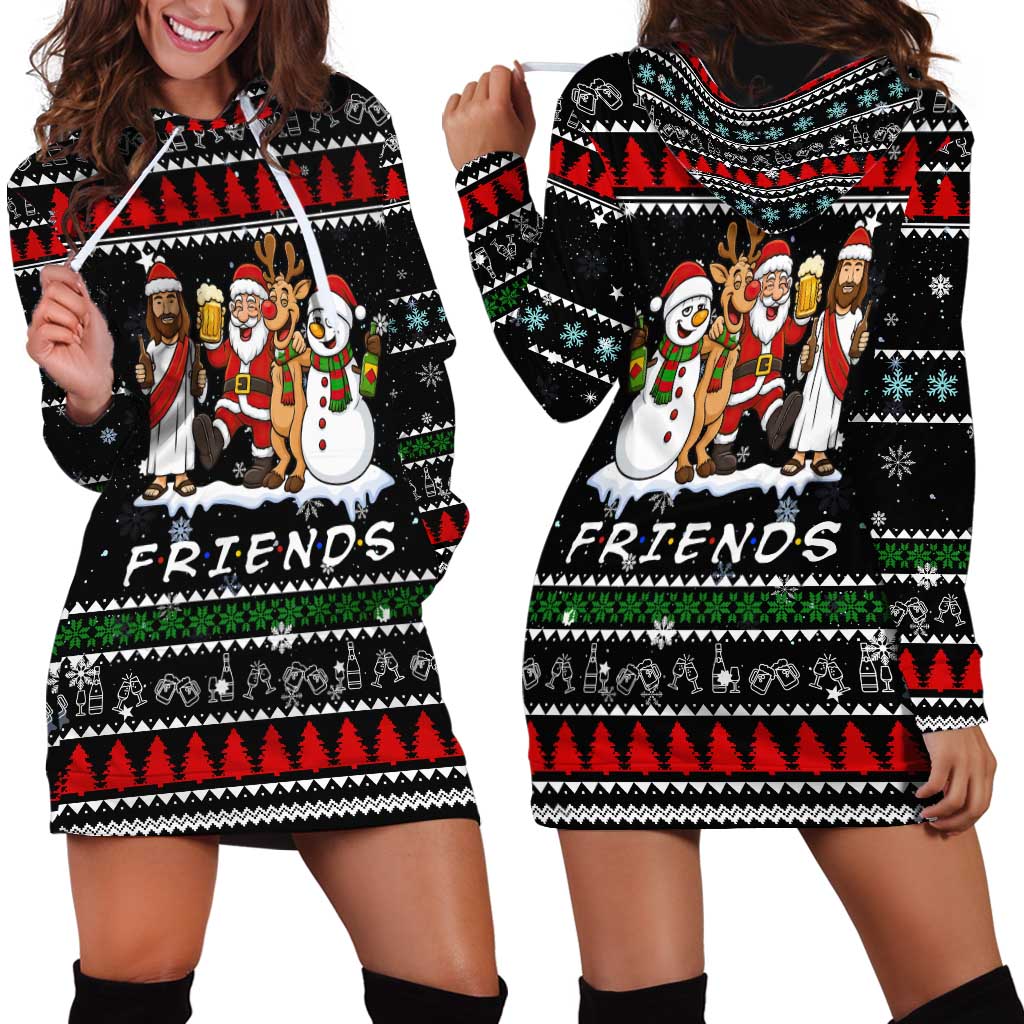 Santa Claus Jesus Friend of Christmas Hoodie Dress Xmas Holiday Patterns - Wonder Print Shop