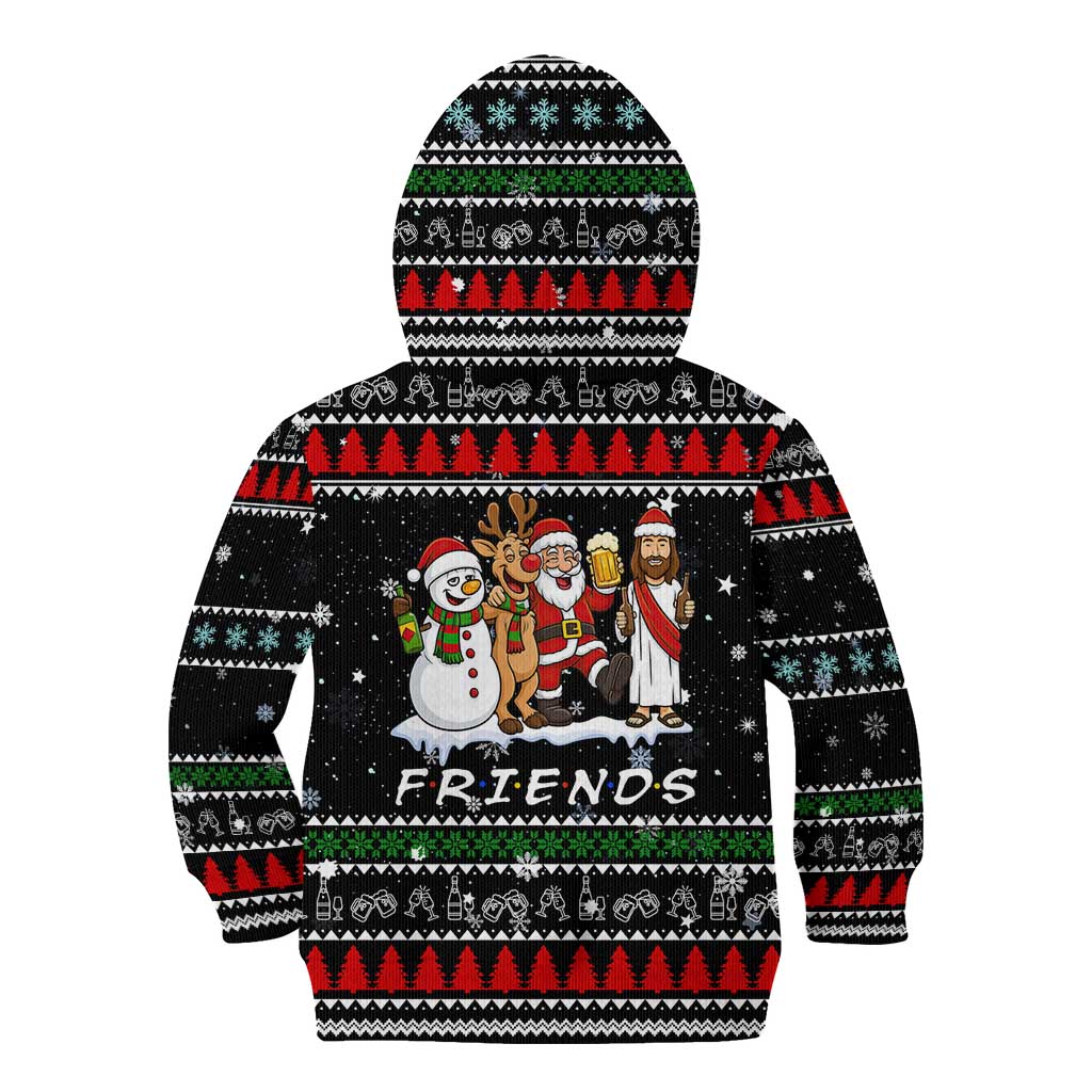 Santa Claus Jesus Friend of Christmas Kid Hoodie Xmas Holiday Patterns - Wonder Print Shop