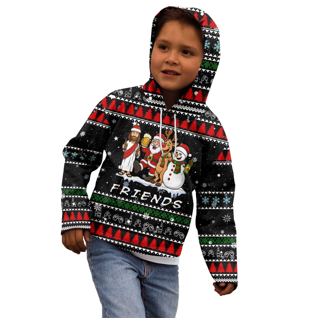 Santa Claus Jesus Friend of Christmas Kid Hoodie Xmas Holiday Patterns - Wonder Print Shop