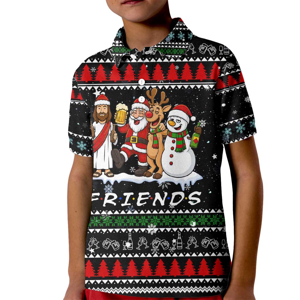 Santa Claus Jesus Friend of Christmas Kid Polo Shirt Xmas Holiday Patterns - Wonder Print Shop