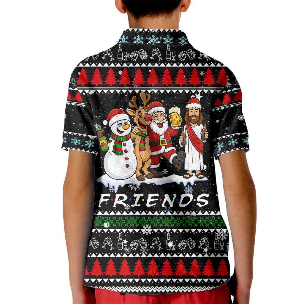 Santa Claus Jesus Friend of Christmas Kid Polo Shirt Xmas Holiday Patterns - Wonder Print Shop