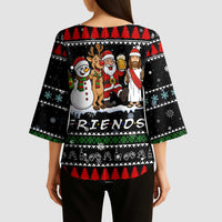 Santa Claus Jesus Friend of Christmas Kimono Sleeve Blouse Xmas Holiday Patterns - Wonder Print Shop