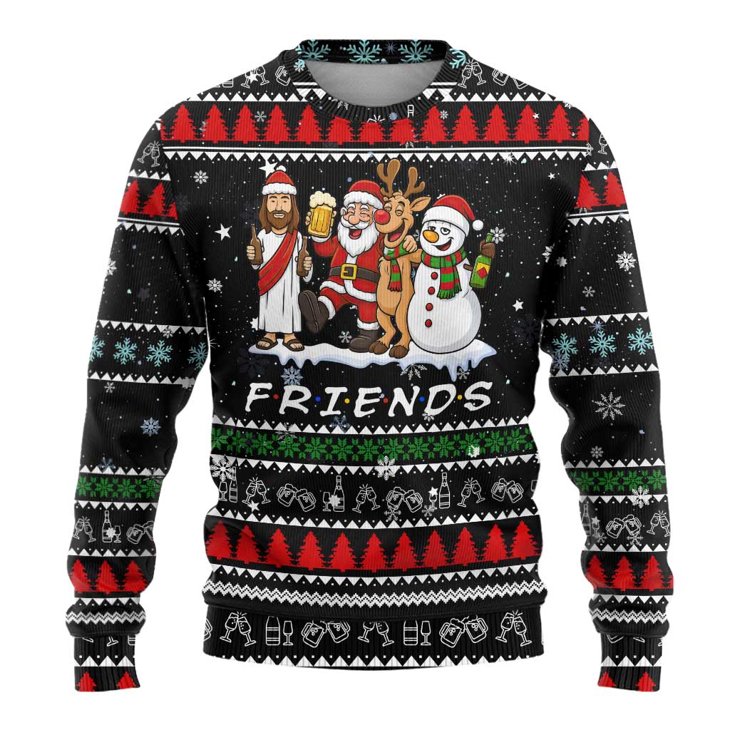 Santa Claus Jesus Friend of Christmas Ugly Christmas Sweater Xmas Holiday Patterns - Wonder Print Shop