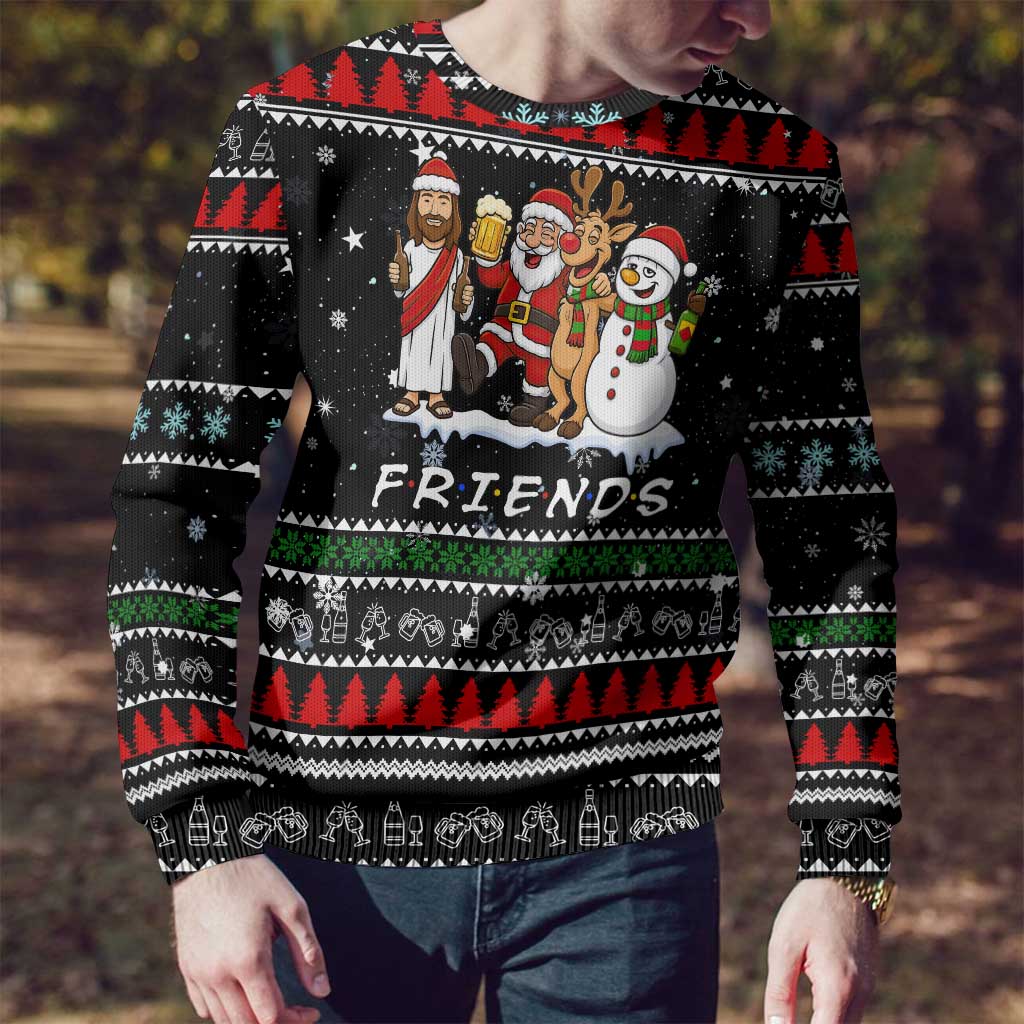 Santa Claus Jesus Friend of Christmas Ugly Christmas Sweater Xmas Holiday Patterns - Wonder Print Shop