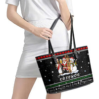 Santa Claus Jesus Friend of Christmas Leather Tote Bag Xmas Holiday Patterns - Wonder Print Shop