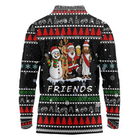 Santa Claus Jesus Friend of Christmas Long Sleeve Polo Shirt Xmas Holiday Patterns - Wonder Print Shop