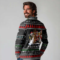 Santa Claus Jesus Friend of Christmas Long Sleeve Polo Shirt Xmas Holiday Patterns - Wonder Print Shop