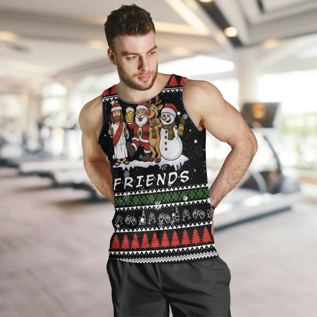 Santa Claus Jesus Friend of Christmas Men Tank Top Xmas Holiday Patterns - Wonder Print Shop