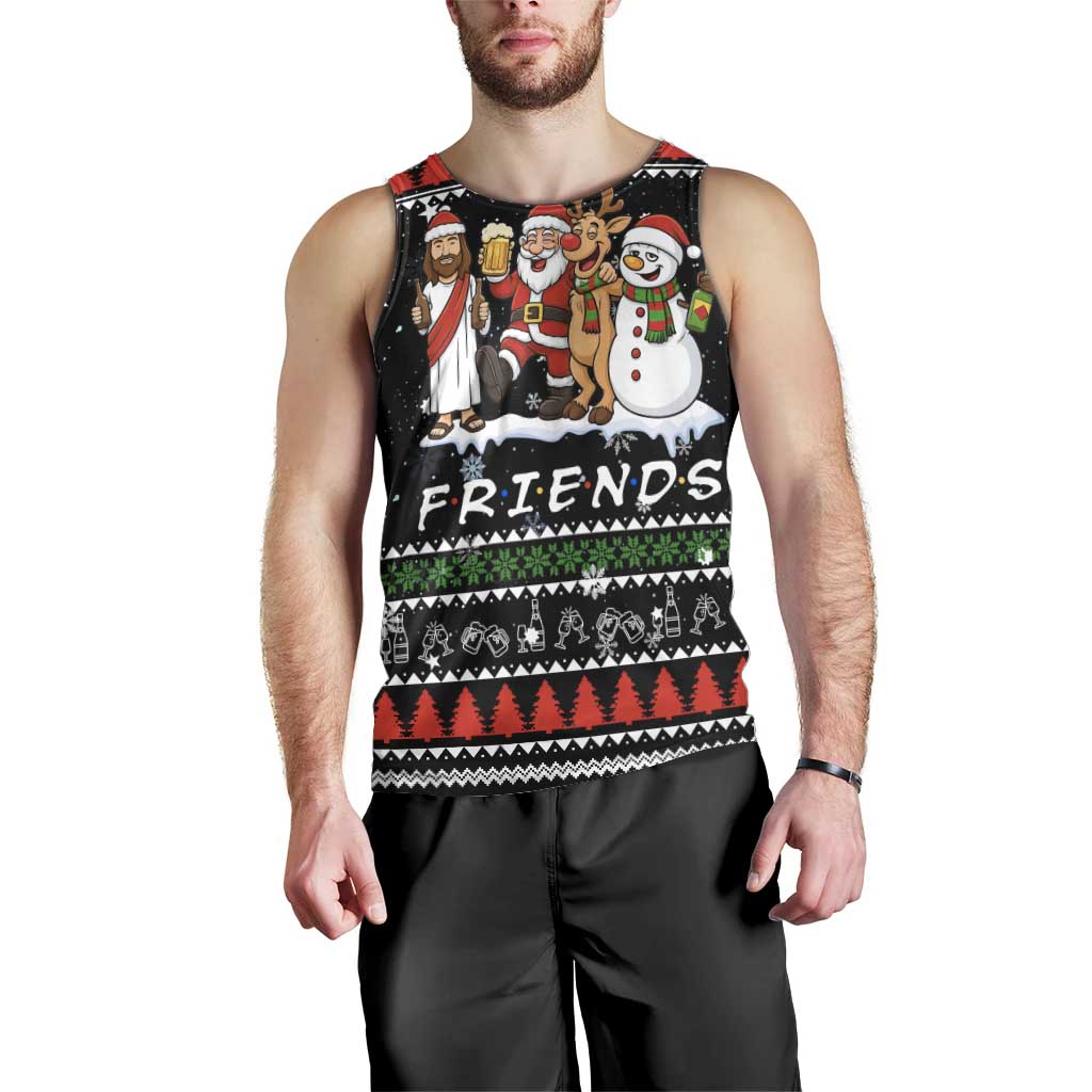 Santa Claus Jesus Friend of Christmas Men Tank Top Xmas Holiday Patterns - Wonder Print Shop