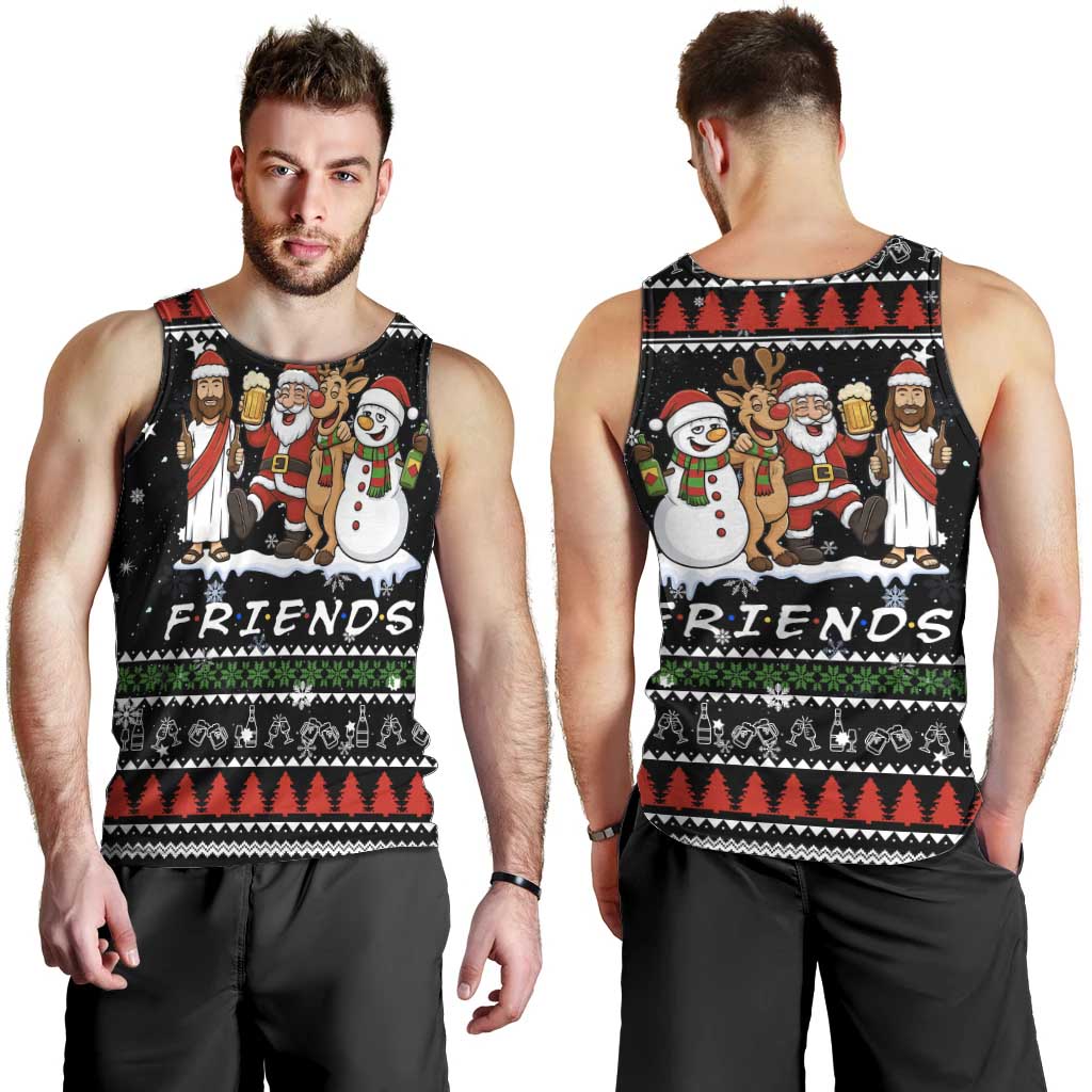 Santa Claus Jesus Friend of Christmas Men Tank Top Xmas Holiday Patterns - Wonder Print Shop