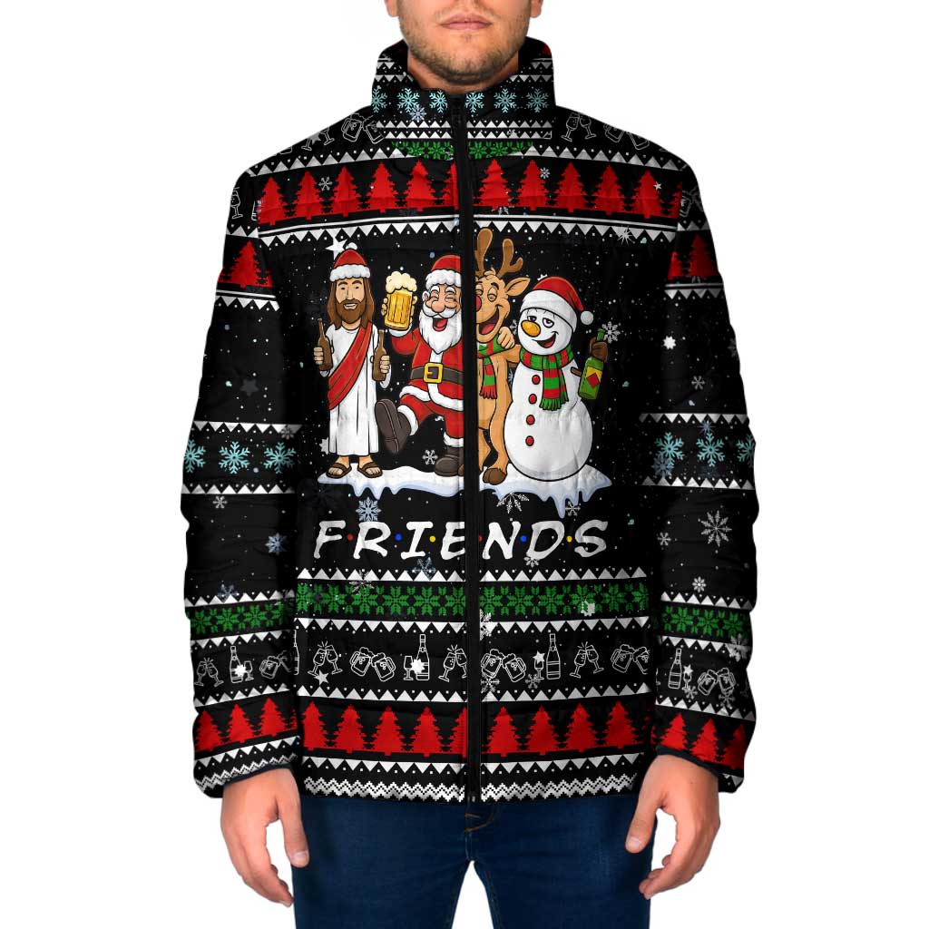 Santa Claus Jesus Friend of Christmas Padded Jacket Xmas Holiday Patterns - Wonder Print Shop