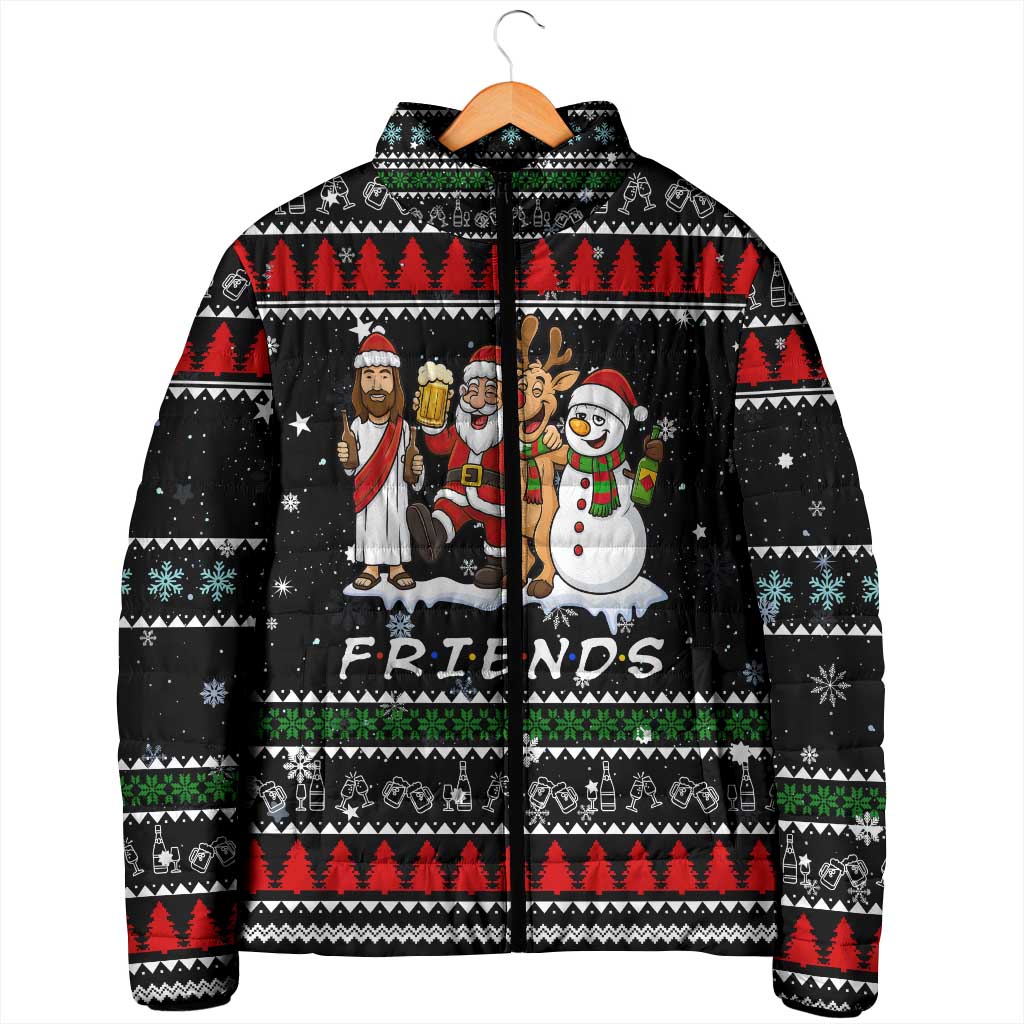 Santa Claus Jesus Friend of Christmas Padded Jacket Xmas Holiday Patterns - Wonder Print Shop