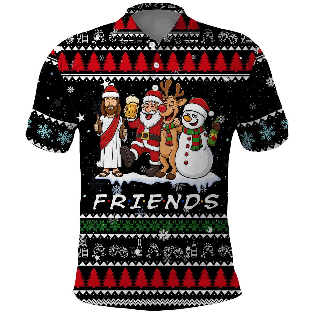 Santa Claus Jesus Friend of Christmas Polo Shirt Xmas Holiday Patterns - Wonder Print Shop