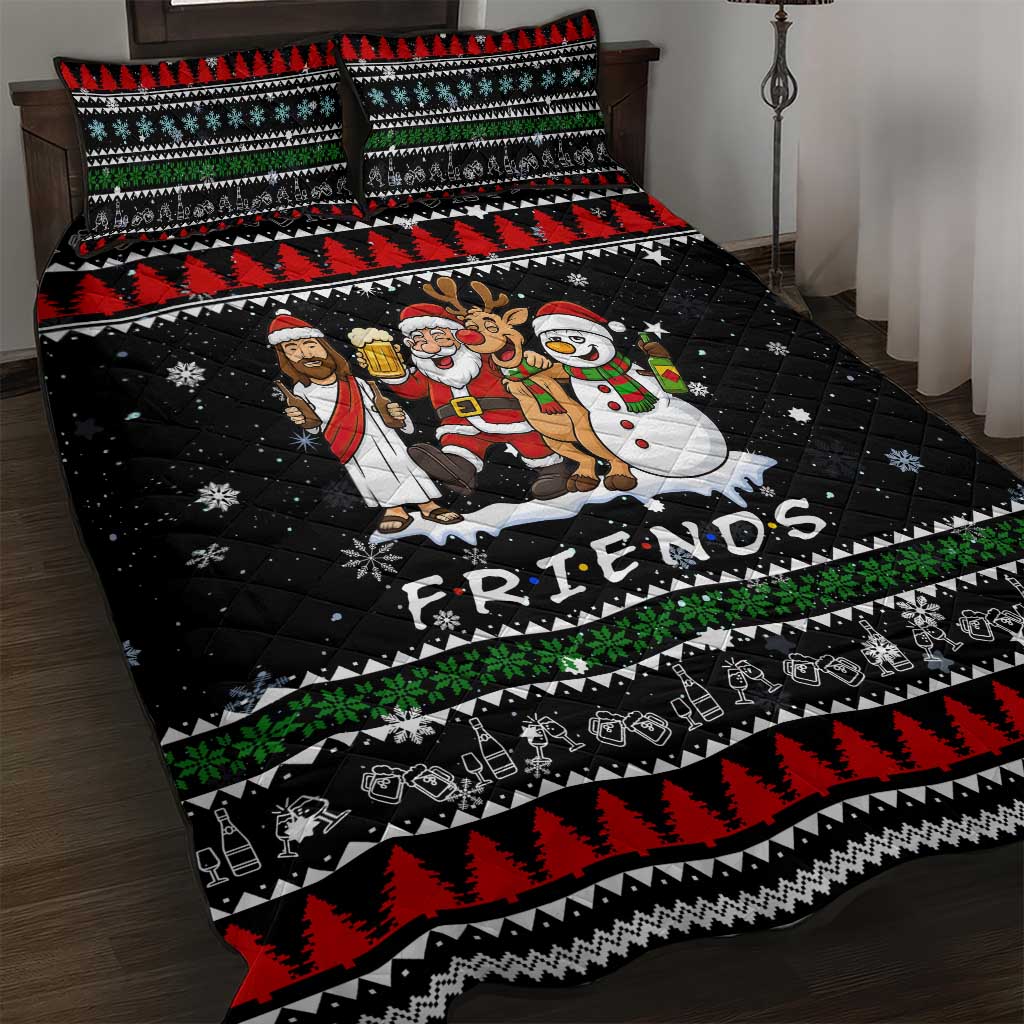 Santa Claus Jesus Friend of Christmas Quilt Bed Set Xmas Holiday Patterns - Wonder Print Shop
