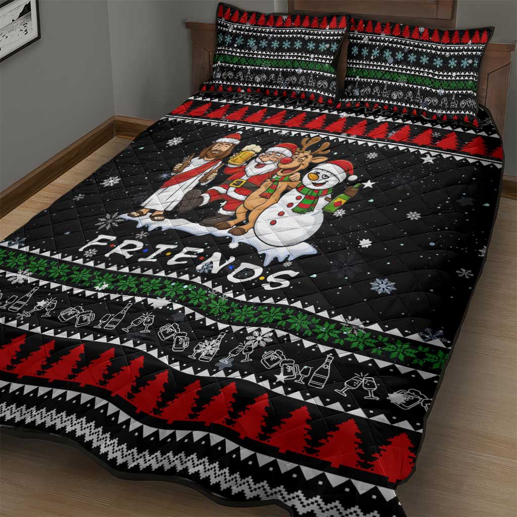 Santa Claus Jesus Friend of Christmas Quilt Bed Set Xmas Holiday Patterns - Wonder Print Shop