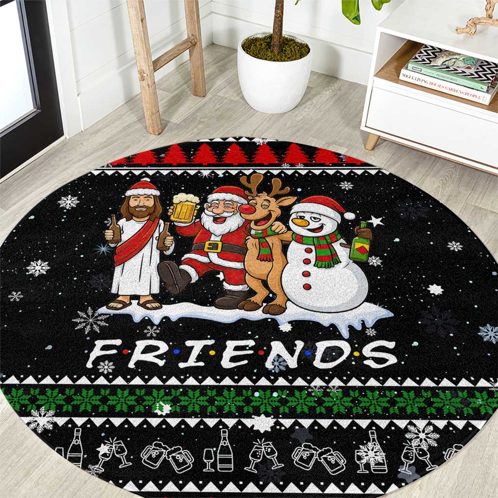 Santa Claus Jesus Friend of Christmas Round Carpet Xmas Holiday Patterns - Wonder Print Shop