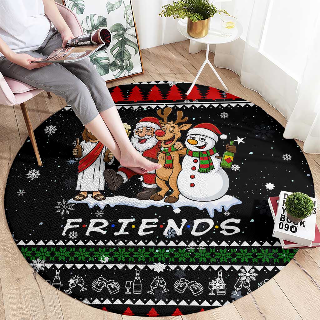 Santa Claus Jesus Friend of Christmas Round Carpet Xmas Holiday Patterns - Wonder Print Shop