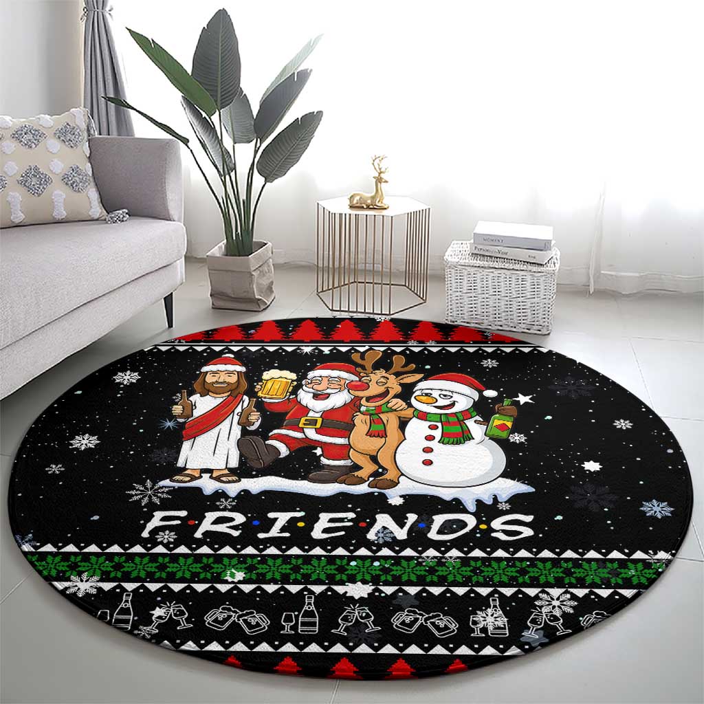 Santa Claus Jesus Friend of Christmas Round Carpet Xmas Holiday Patterns - Wonder Print Shop