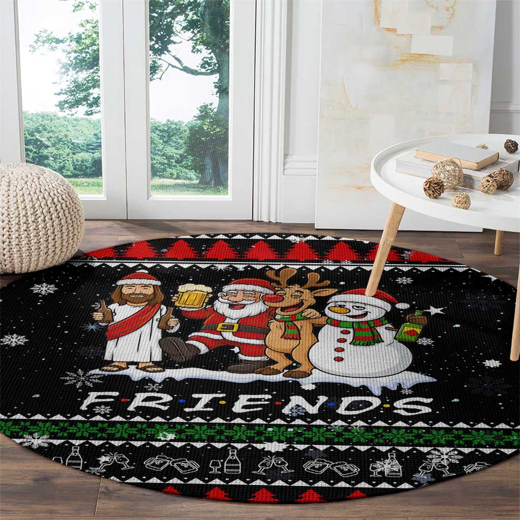 Santa Claus Jesus Friend of Christmas Round Carpet Xmas Holiday Patterns - Wonder Print Shop