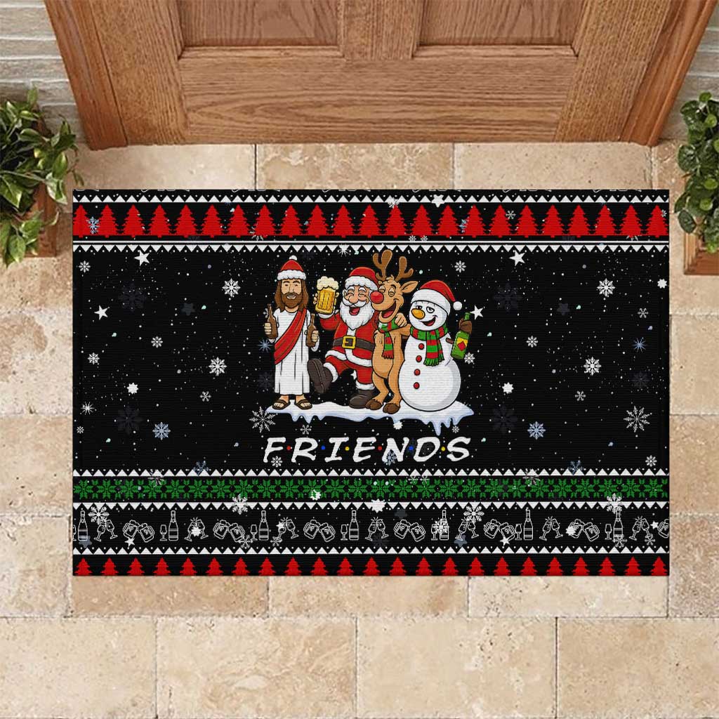 Santa Claus Jesus Friend of Christmas Rubber Doormat Xmas Holiday Patterns - Wonder Print Shop