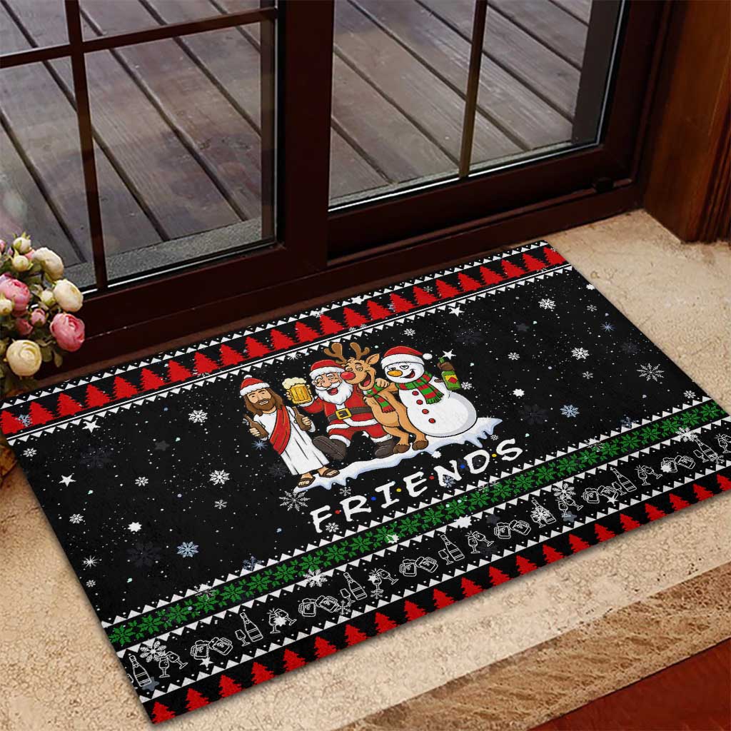 Santa Claus Jesus Friend of Christmas Rubber Doormat Xmas Holiday Patterns - Wonder Print Shop