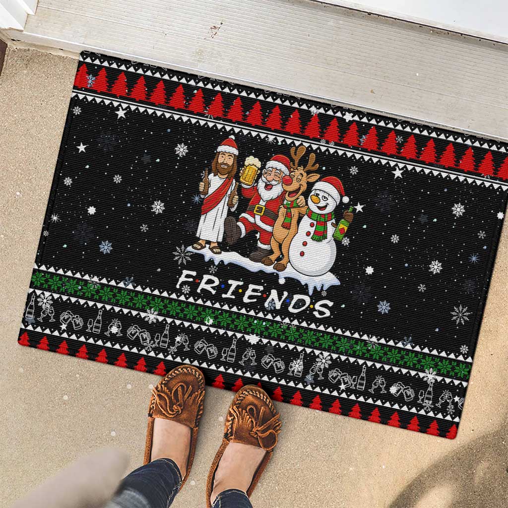 Santa Claus Jesus Friend of Christmas Rubber Doormat Xmas Holiday Patterns - Wonder Print Shop