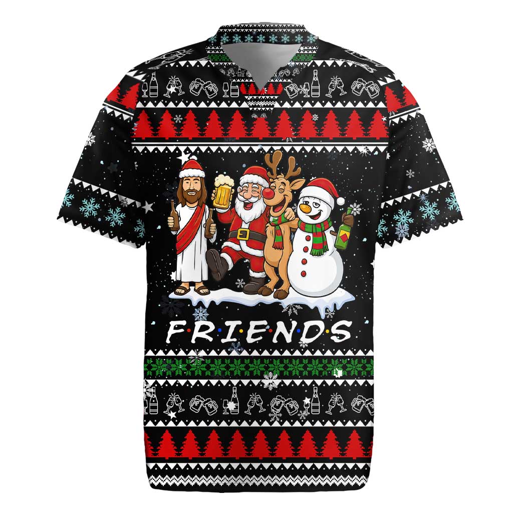 Santa Claus Jesus Friend of Christmas Rugby Jersey Xmas Holiday Patterns - Wonder Print Shop