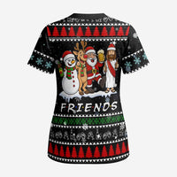 Santa Claus Jesus Friend of Christmas Scrub Top Xmas Holiday Patterns - Wonder Print Shop