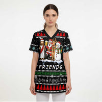 Santa Claus Jesus Friend of Christmas Scrub Top Xmas Holiday Patterns - Wonder Print Shop