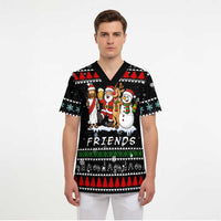 Santa Claus Jesus Friend of Christmas Scrub Top Xmas Holiday Patterns - Wonder Print Shop