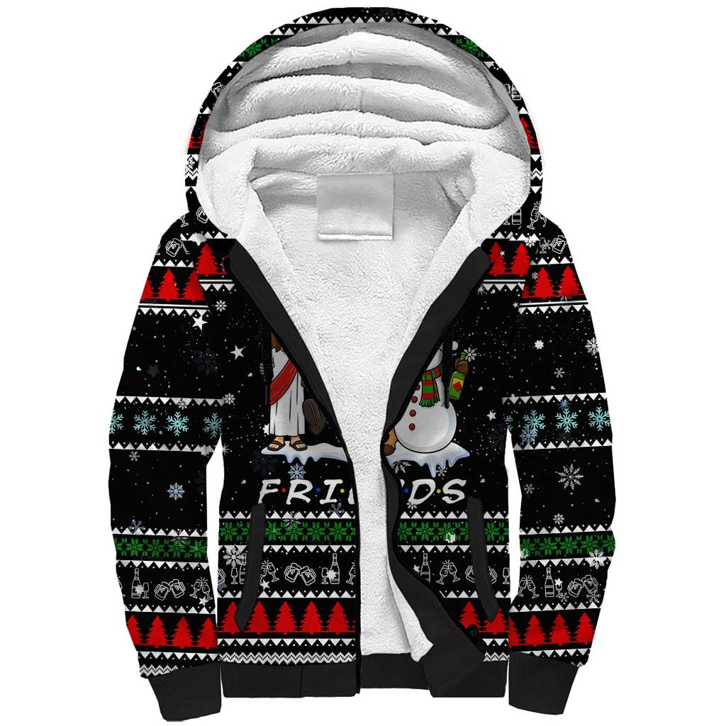 Santa Claus Jesus Friend of Christmas Sherpa Hoodie Xmas Holiday Patterns - Wonder Print Shop