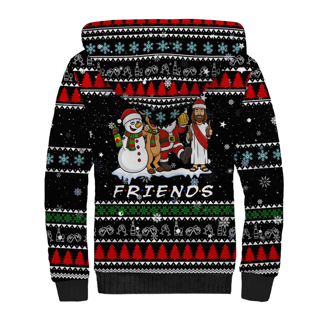 Santa Claus Jesus Friend of Christmas Sherpa Hoodie Xmas Holiday Patterns - Wonder Print Shop