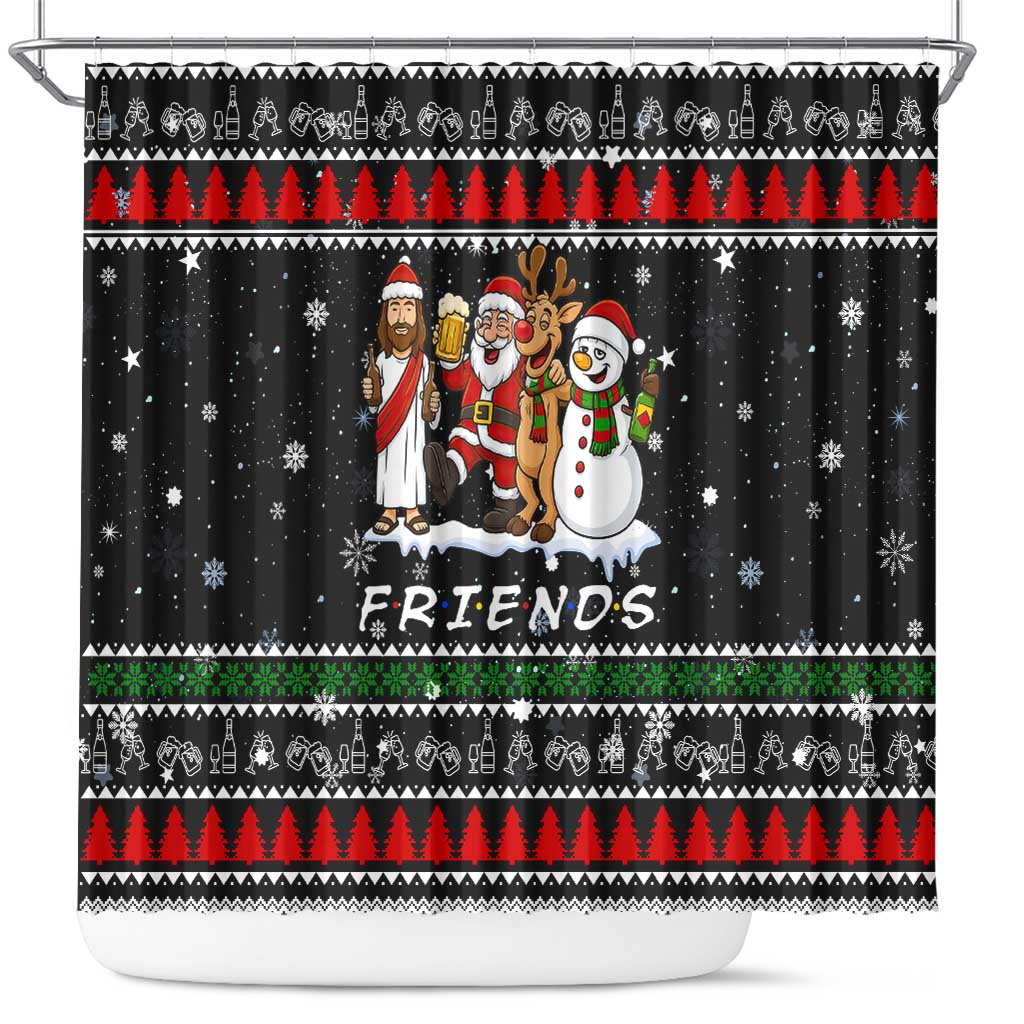 Santa Claus Jesus Friend of Christmas Shower Curtain Xmas Holiday Patterns - Wonder Print Shop